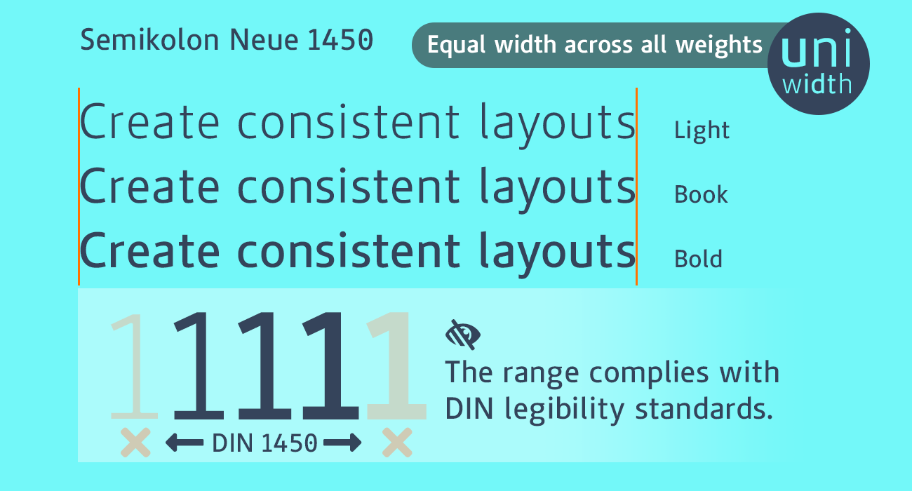 Semikolon Neue 1450 Schriftmerkmale